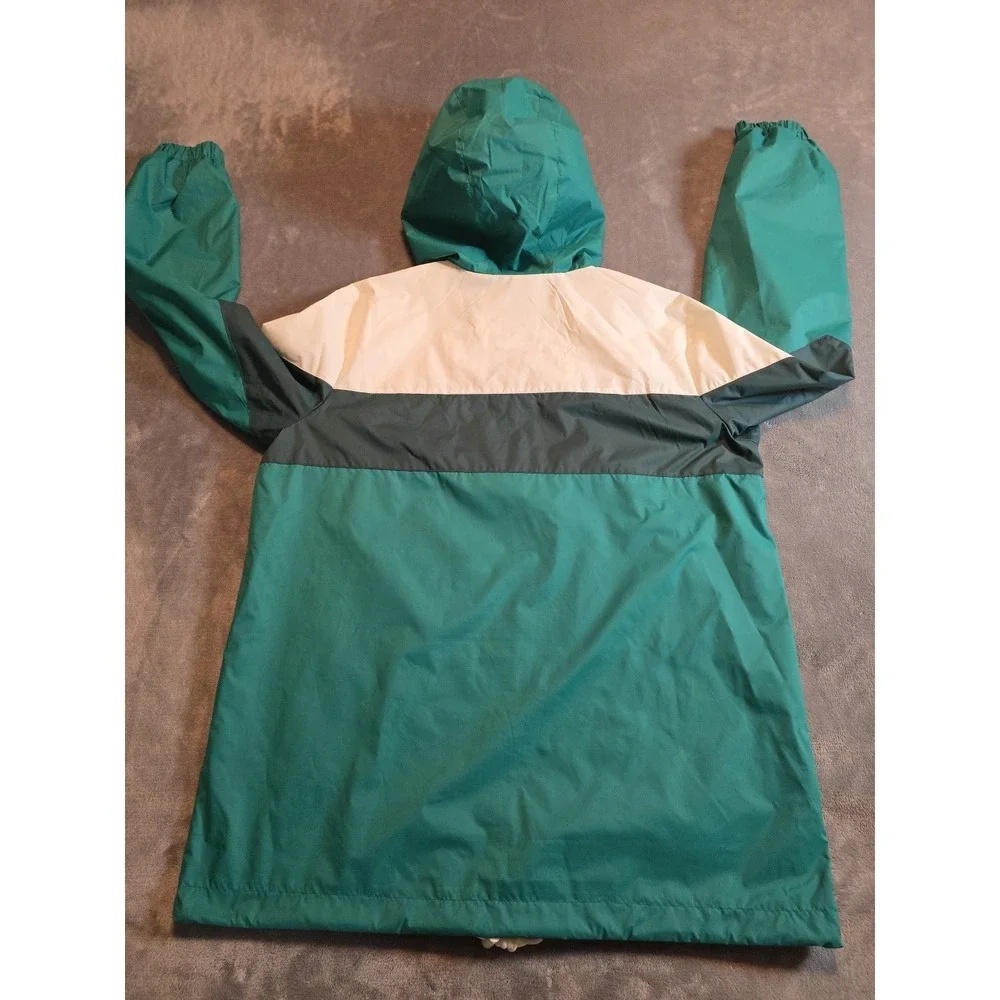 Levi's Windbreaker Rain Jacket Women's S Embroidered Green Grey White Elastic...